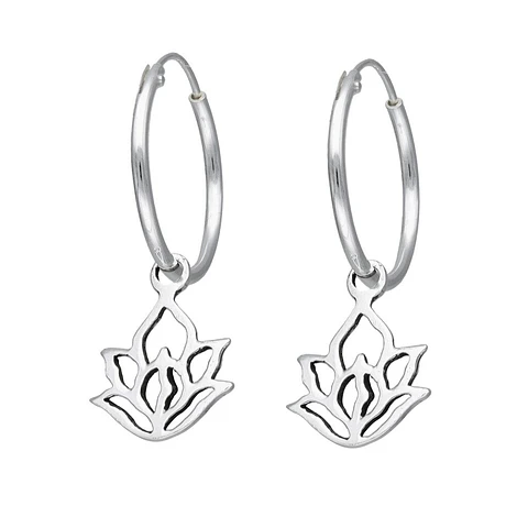 Aros Plata 925 Argolla Flor de Loto