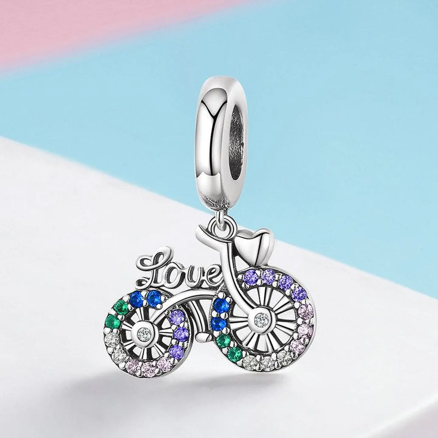 Charm Plata 925 Bicicleta Love Colores 6