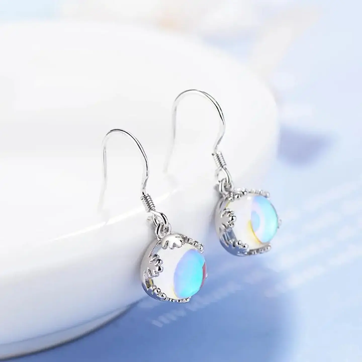 Aros Redondos Circon Lunar Plateado 2