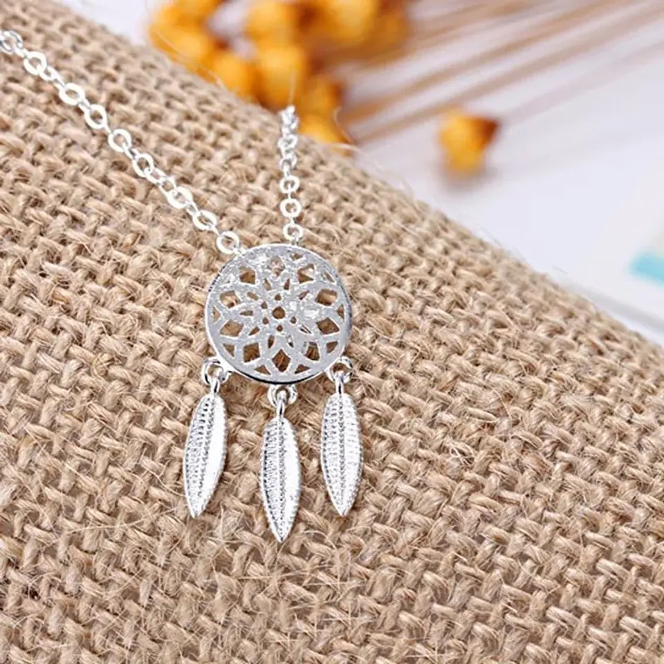 Collar Colgante Atrapa Sueños Plateado 3