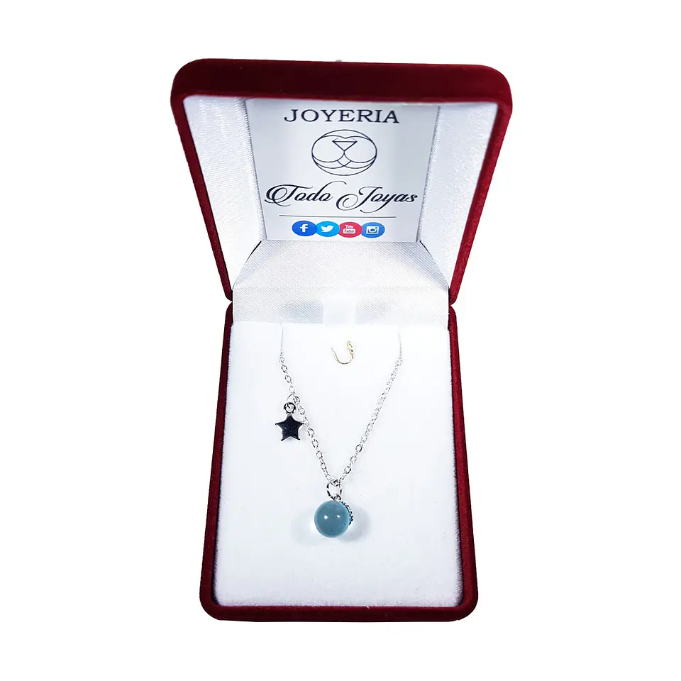 Collar Colgante Planeta y Estrella Plateado 2
