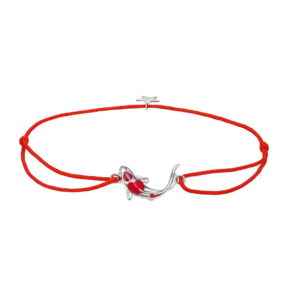 Pulsera Plata 925 Hilo Rojo Pez de la Suerte 1
