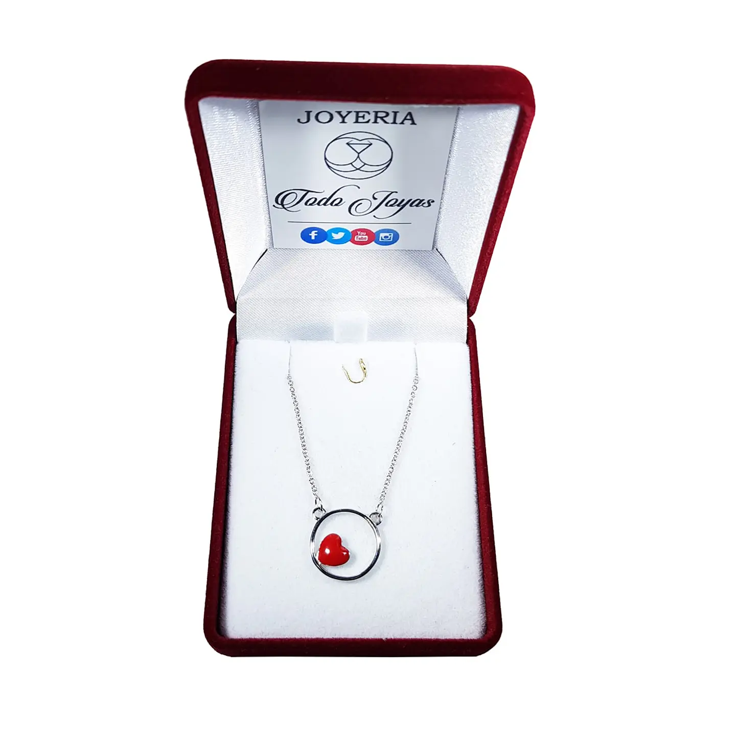 Collar Colgante Corazon Circulo Plateado 2