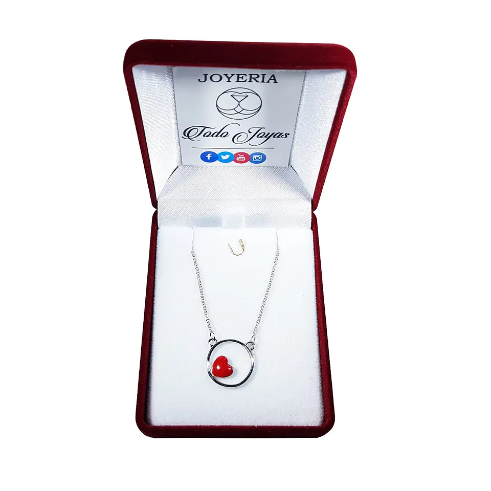 Collar Colgante Corazon Circulo Plateado 2