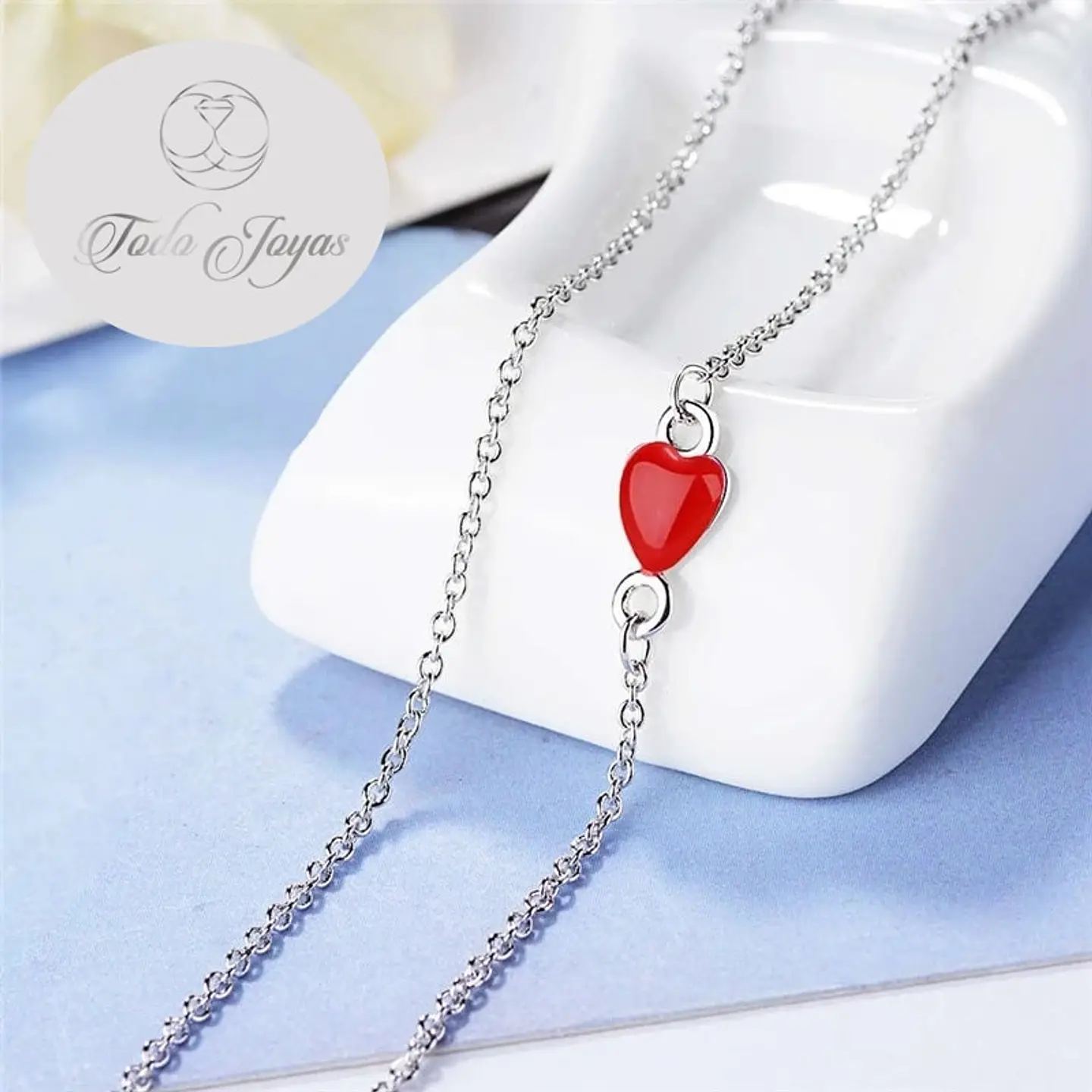 Collar Colgante Corazon Circulo Plateado 3