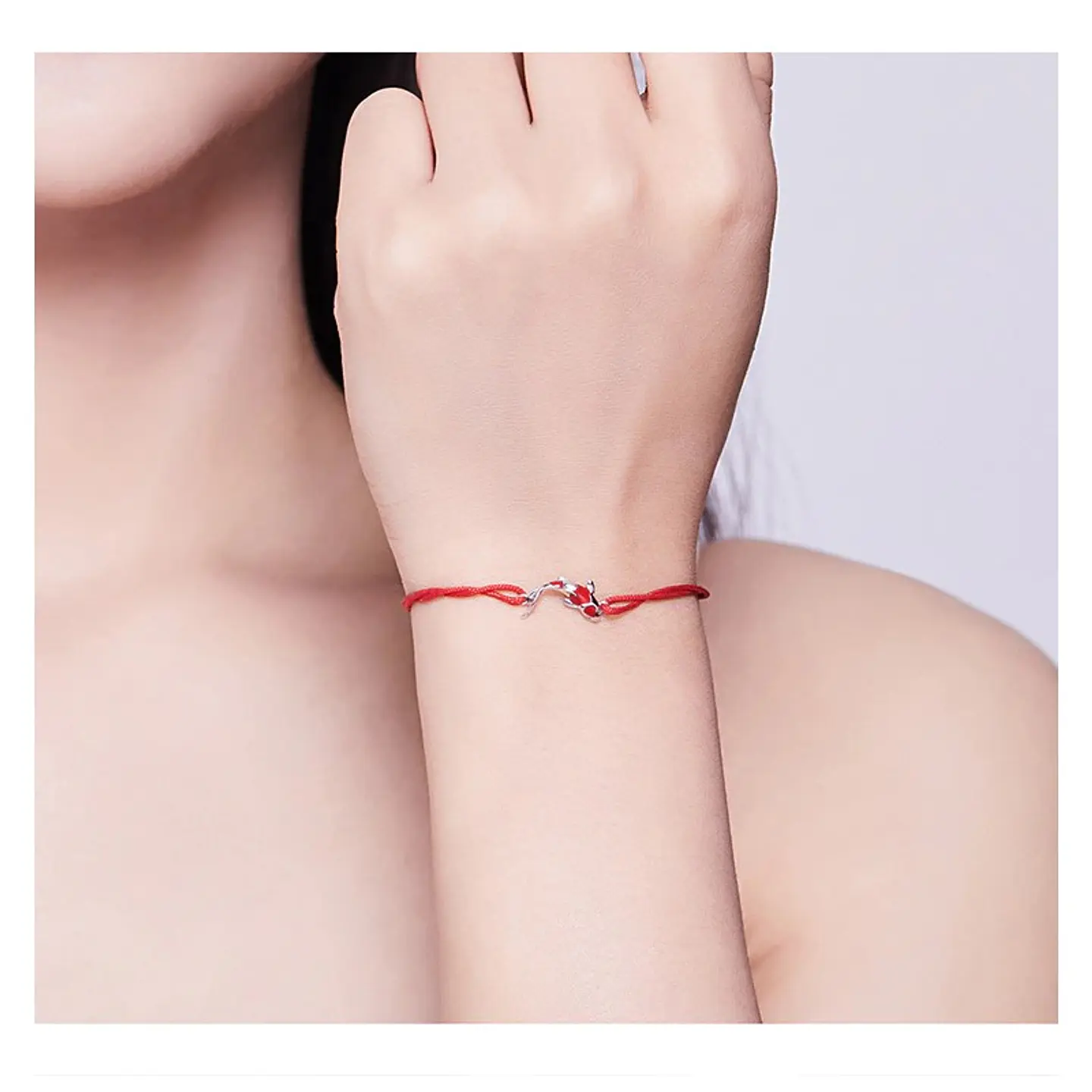 Pulsera Plata 925 Hilo Rojo Pez de la Suerte 4
