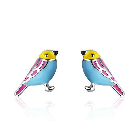 Aros de Pajaro Multicolor Plateado