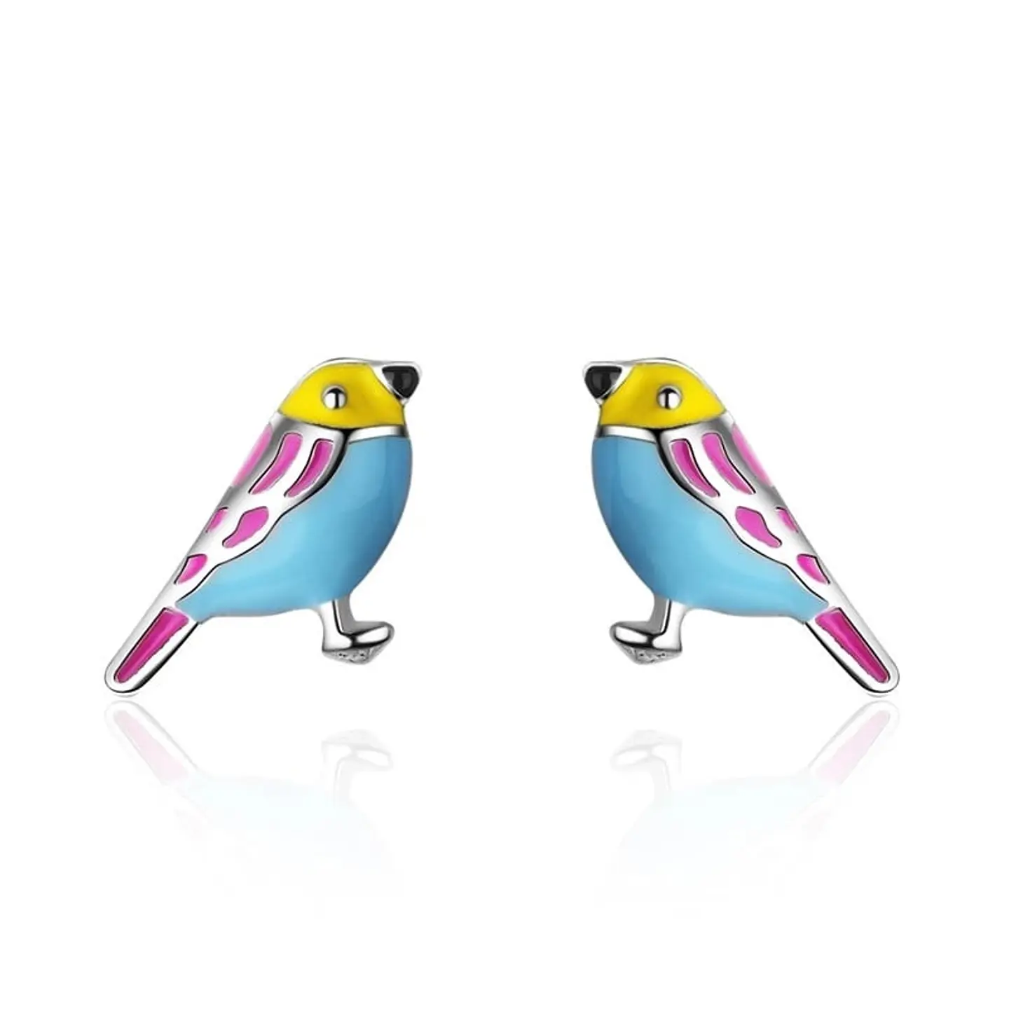 Aros de Pajaro Multicolor Plateado 1