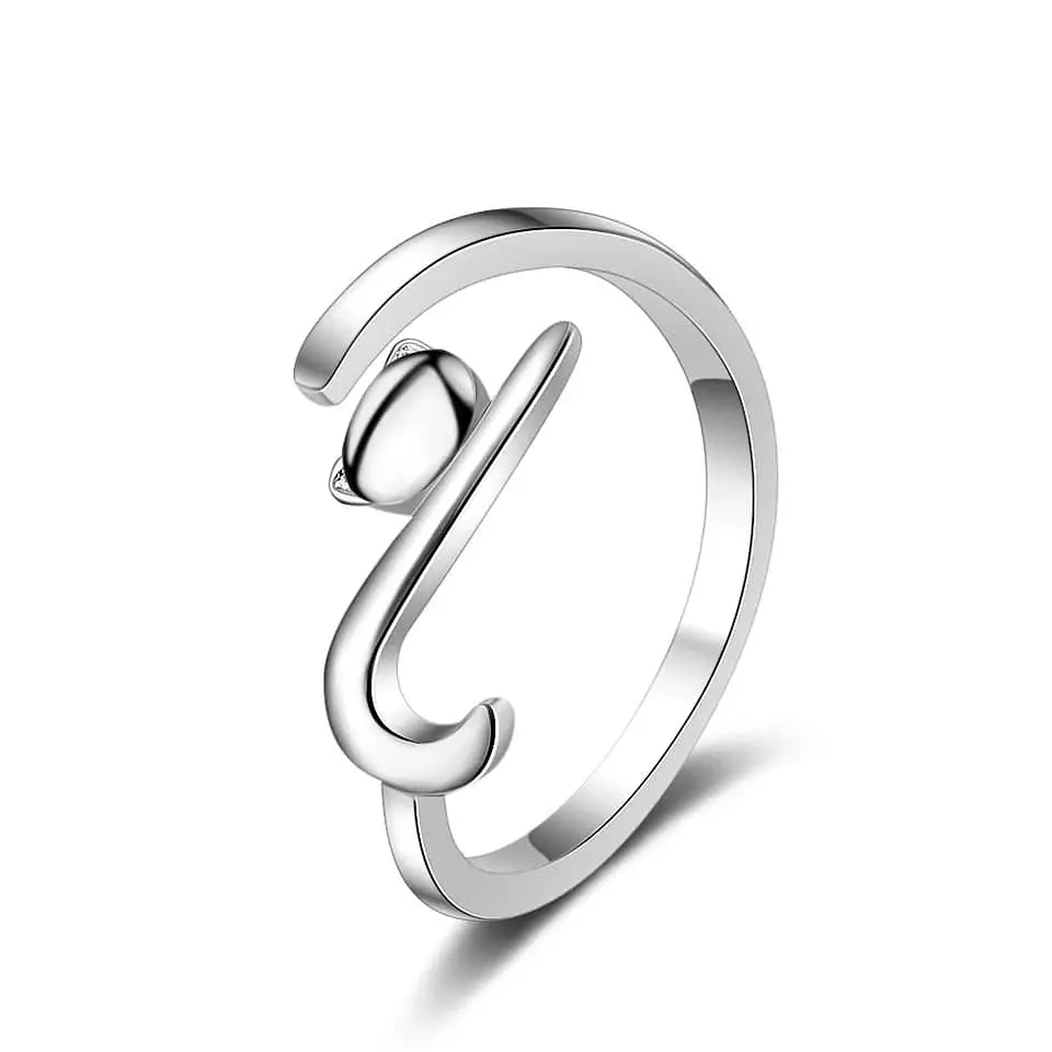 Anillo Forma de Gato Plateado 1