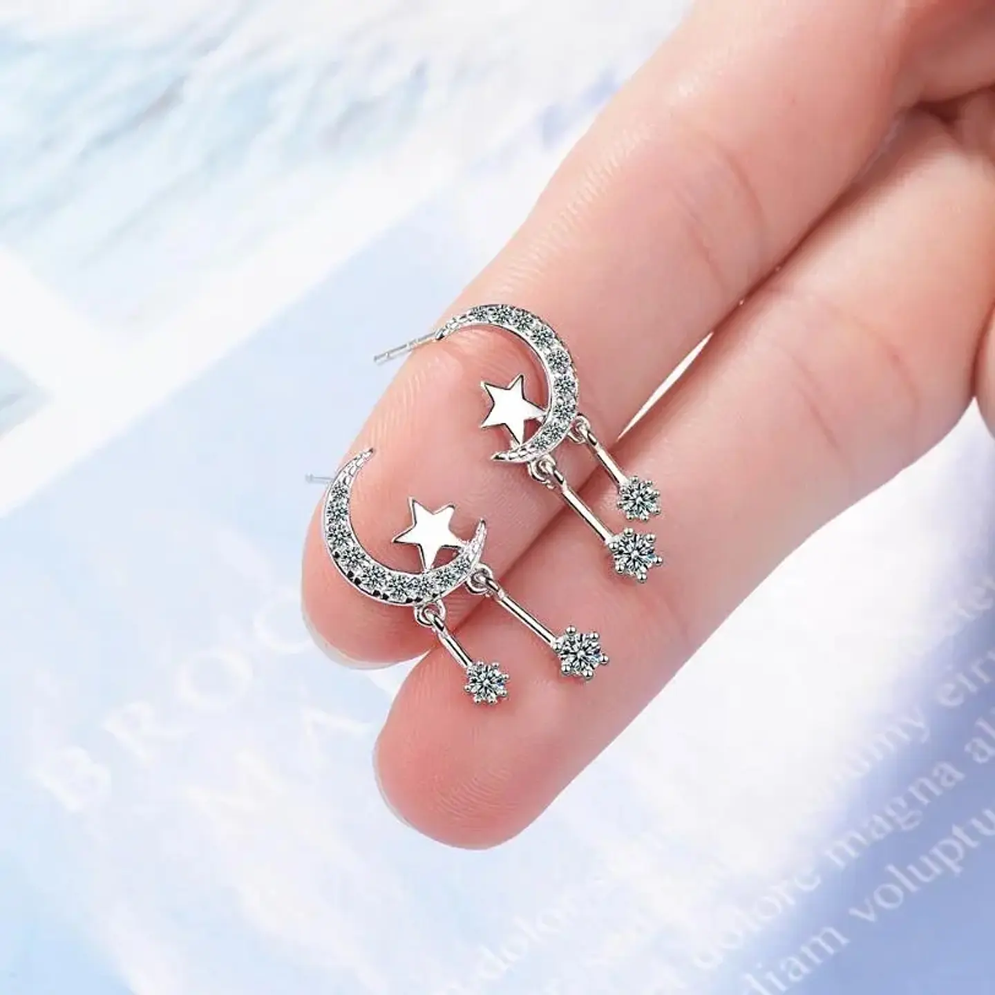 Aros Luna Circones y Estrellas Plateado 4