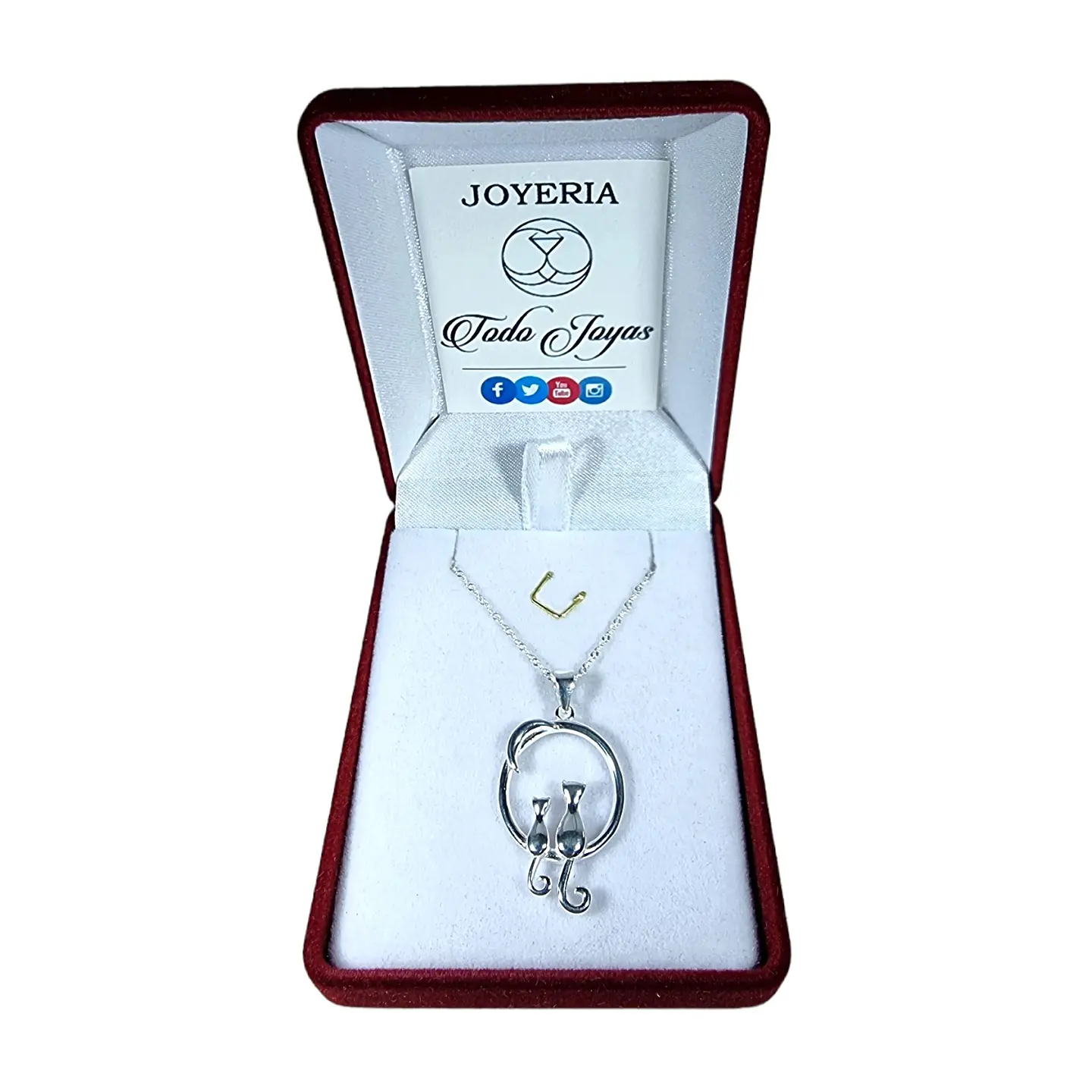 Collar Plata 925 Par Gatitos con Luna 2