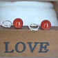 Aros Colgante Bolitas Rojas Plateado - Miniatura 3