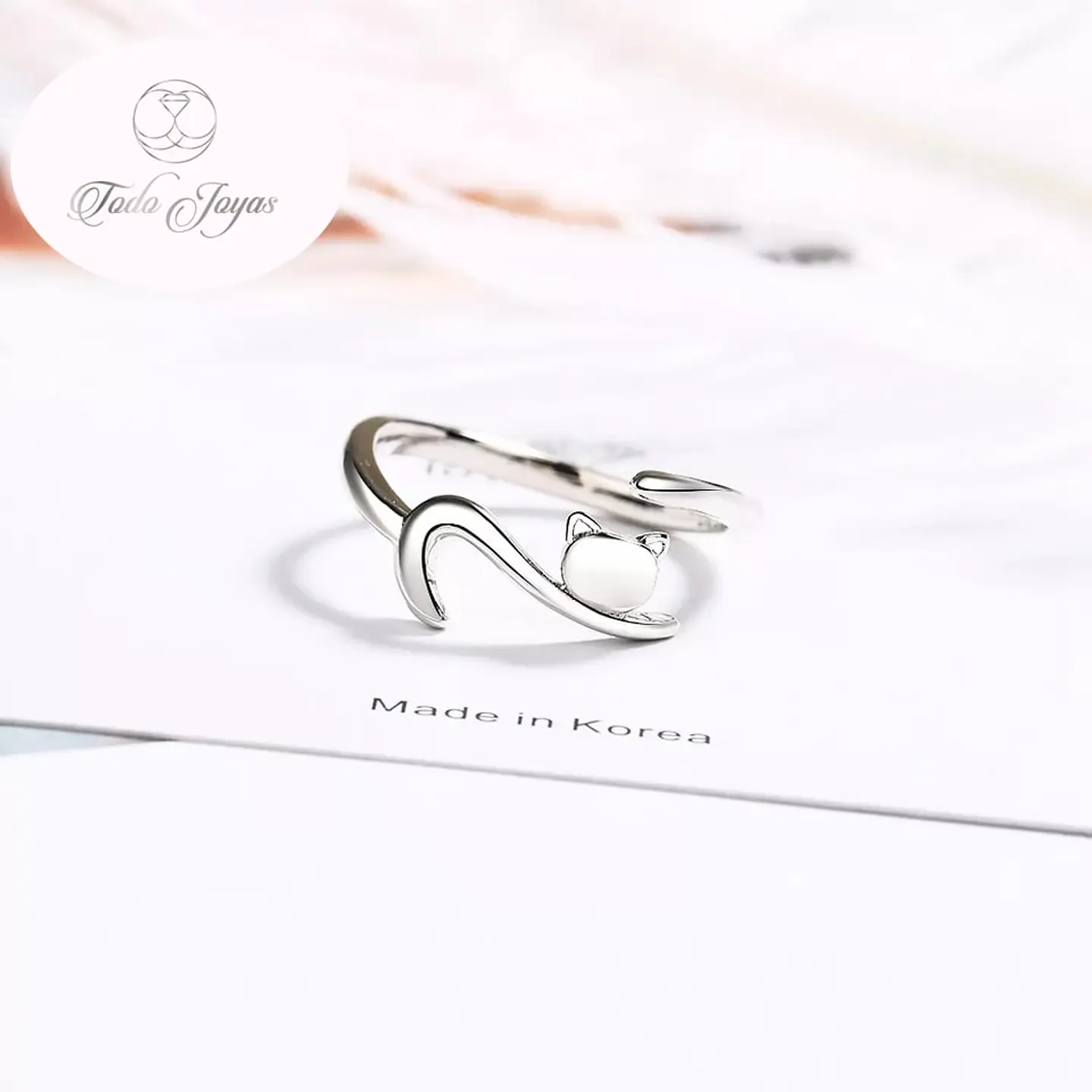 Anillo Forma de Gato Plateado 5