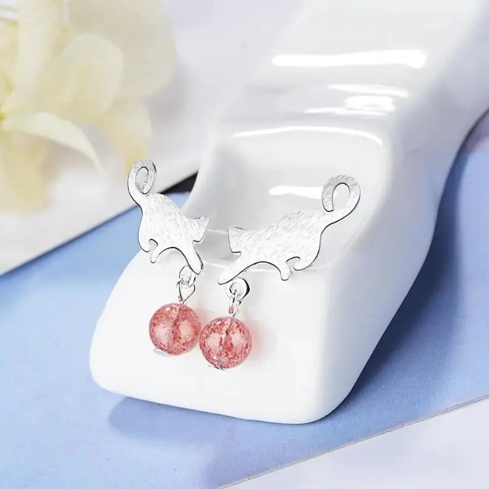 Aros Gatito Jugueton Bolita Rosada 2