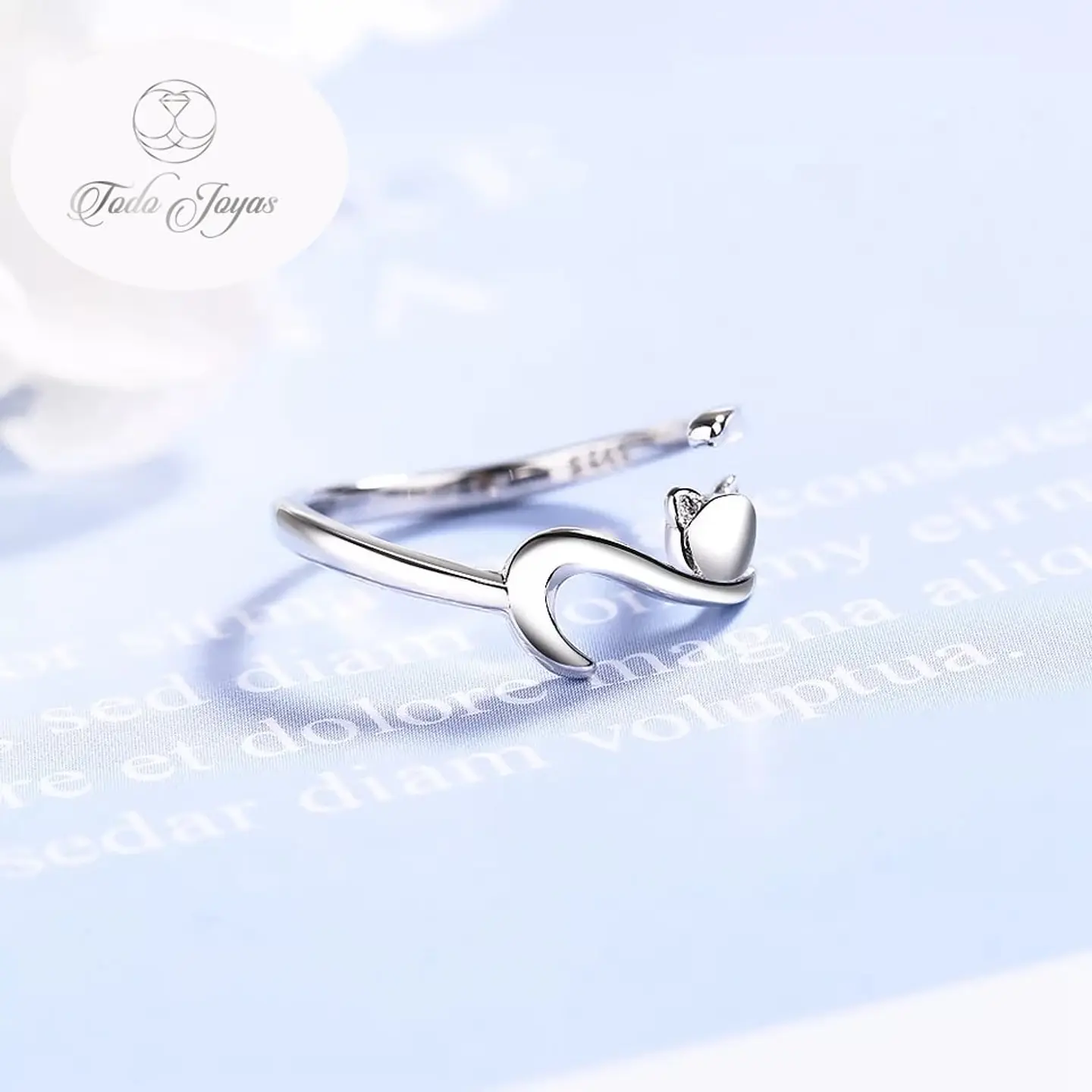 Anillo Forma de Gato Plateado 6