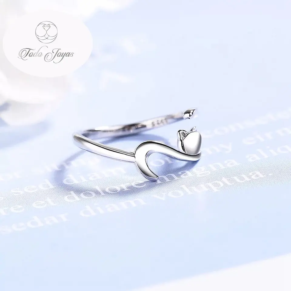 Anillo Forma de Gato Plateado 6