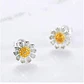 Aros Mini Flor Margarita Plateados - Miniatura 4