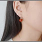 Aros Colgante Bolitas Rojas Plateado - Miniatura 5