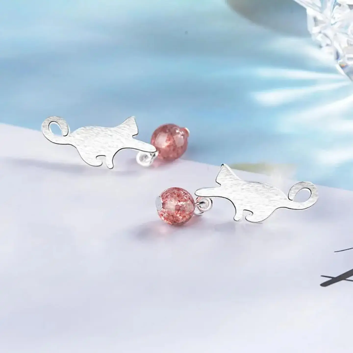 Aros Gatito Jugueton Bolita Rosada 4