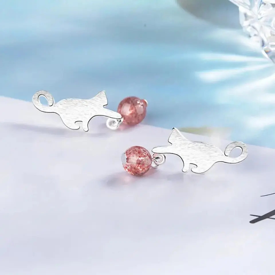 Aros Gatito Jugueton Bolita Rosada 4