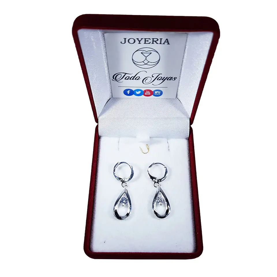 Aros de Gotas Circon Blanco Plateado 2