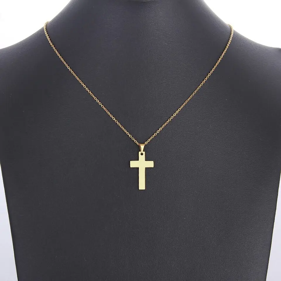 Collar Cruz Acero Quirurgico 316L Dorada 3