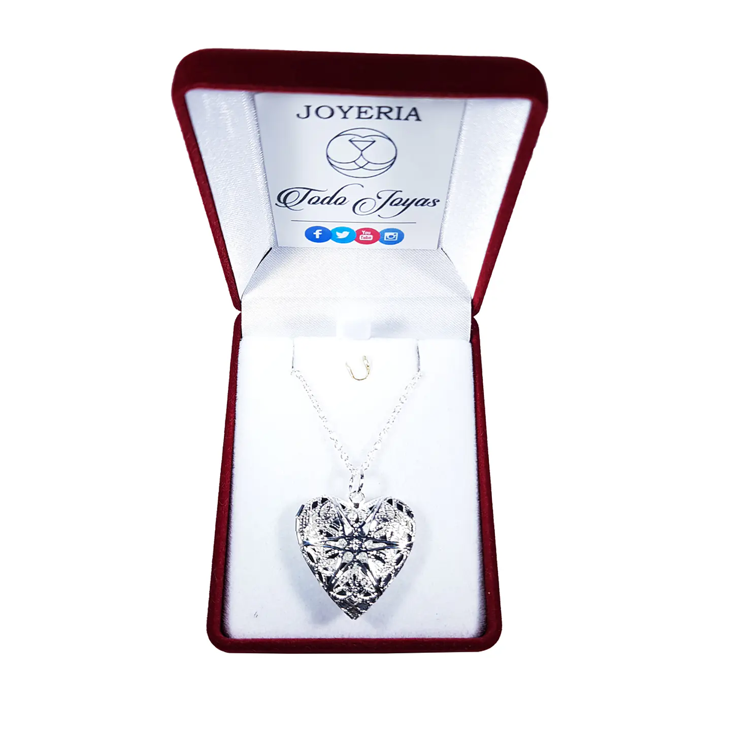 Collar Relicario Corazon Plateado 2