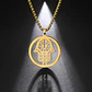 Colgante Collar Mano de Fatima Hamsa Acero Dorado - Miniatura 5