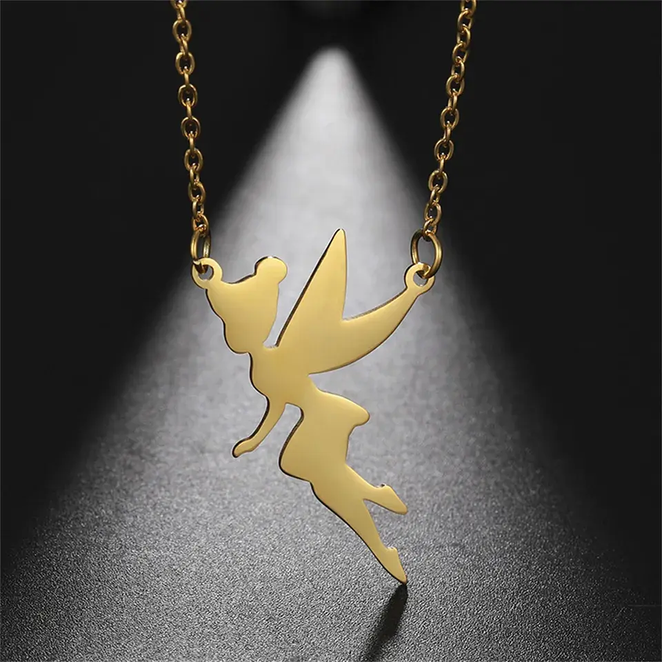 Colgante Collar Hada Acero Dorado 2