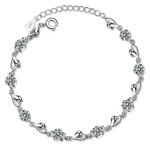 Pulsera Corazones y Circones Plateada