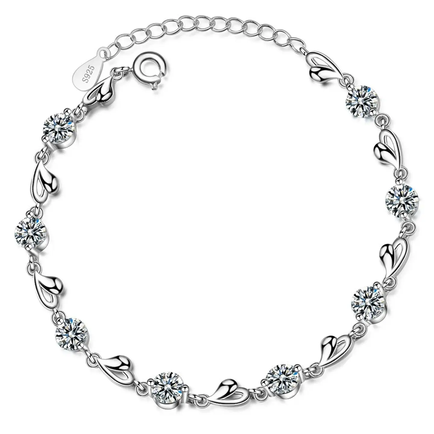 Pulsera Corazones y Circones Plateada 1