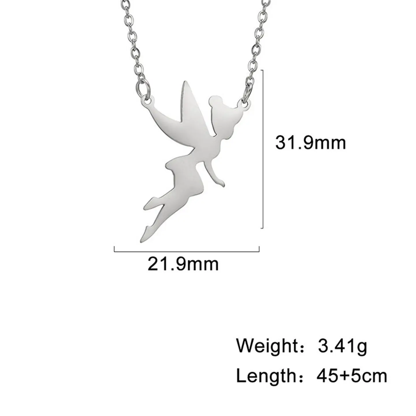 Colgante Collar Hada Acero Plateado 5