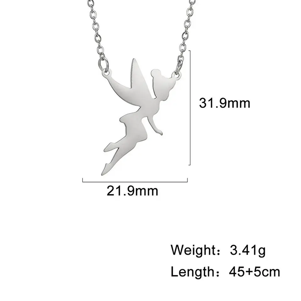 Colgante Collar Hada Acero Plateado 5