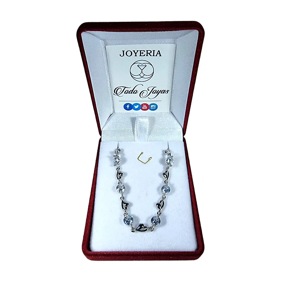 Pulsera Corazones y Circones Plateada 2