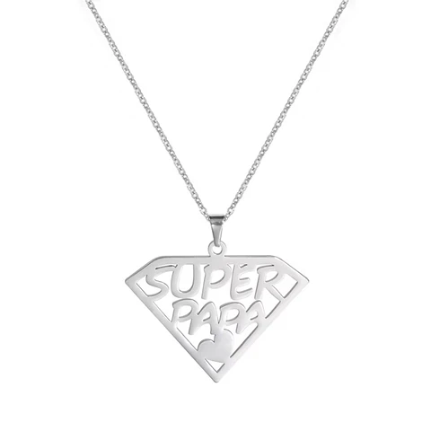 Collar Super Papa Acero Plateado