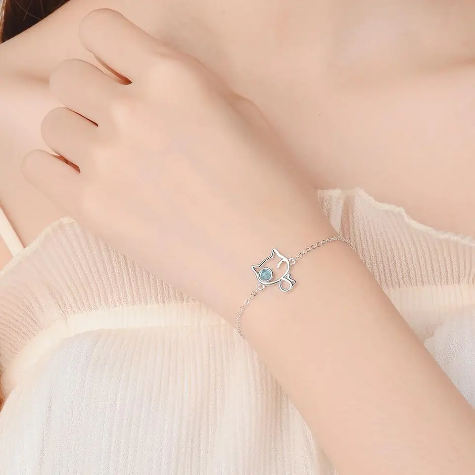 Pulsera Gatito Ajustable Plateada 4
