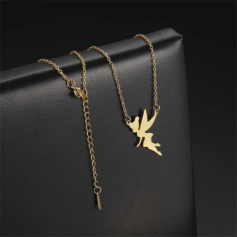 Colgante Collar Hada Acero Dorado 4