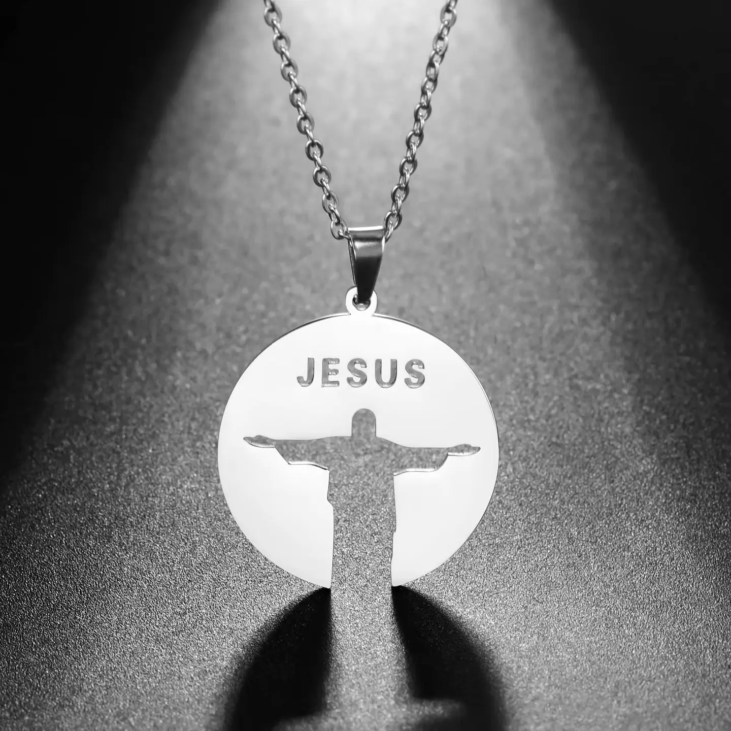 Collar Jesús Cristo Redentor Acero Plateado 5