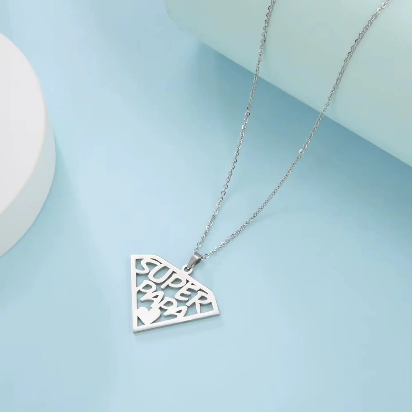 Collar Super Papa Acero Plateado 2