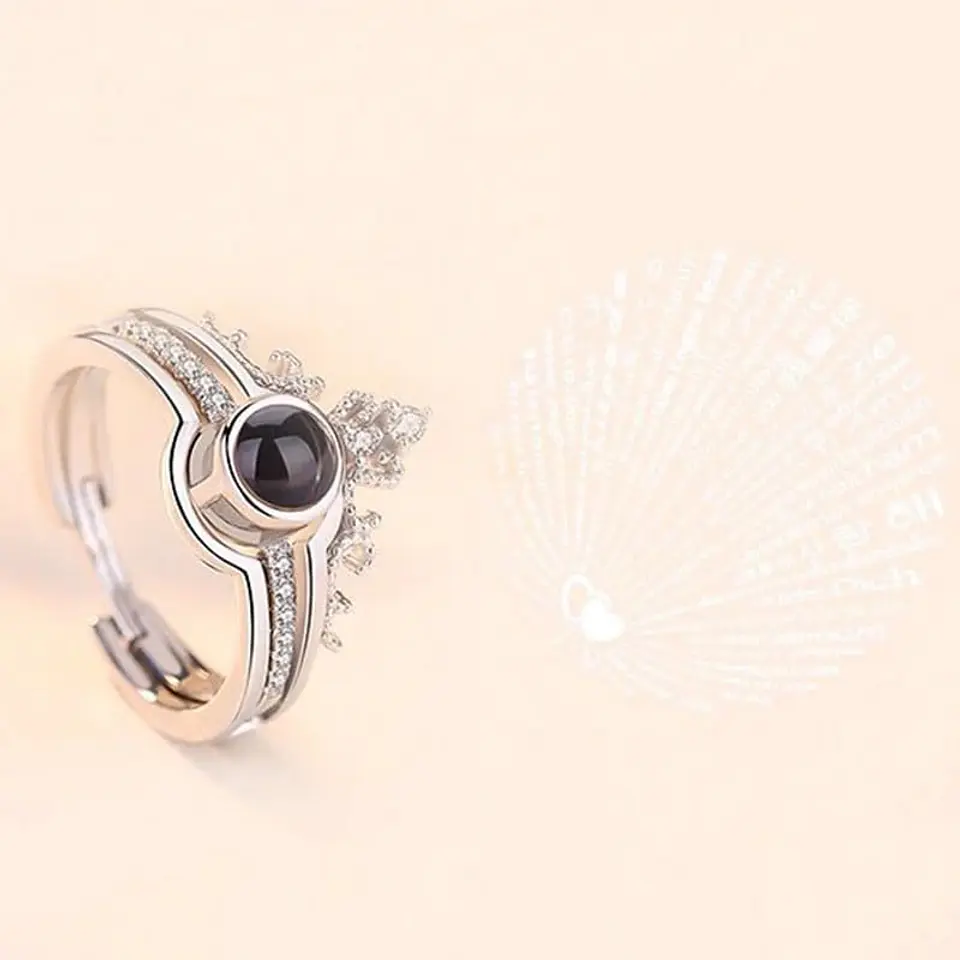 Anillo Te amo en 100 Idiomas Plateado 3