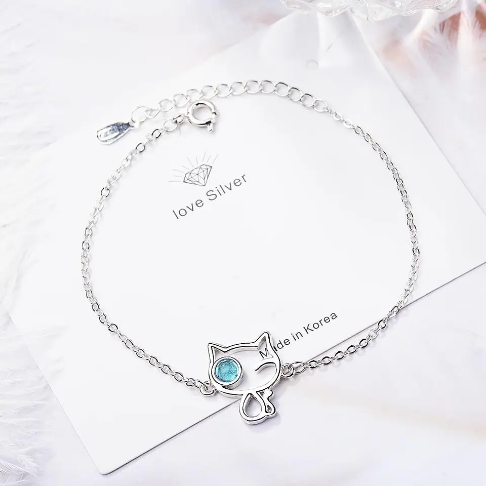Pulsera Gatito Ajustable Plateada 5