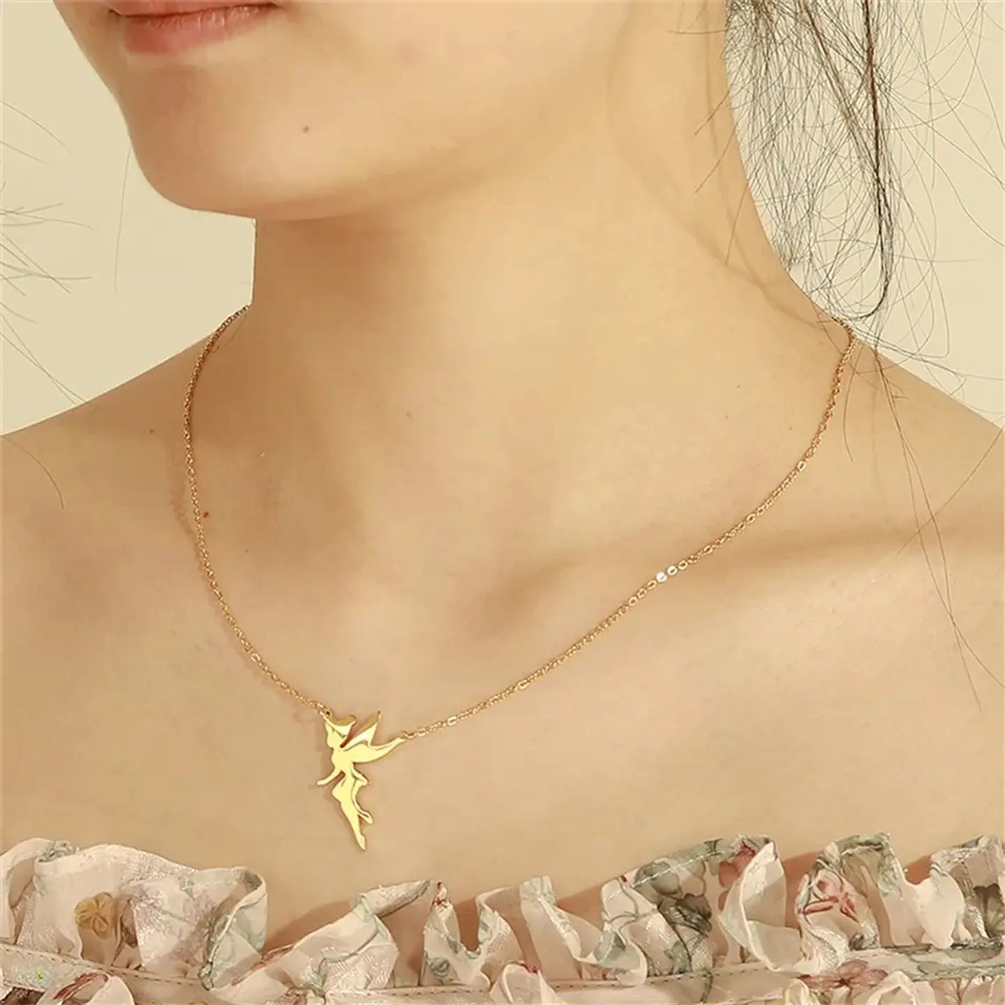Colgante Collar Hada Acero Dorado 5