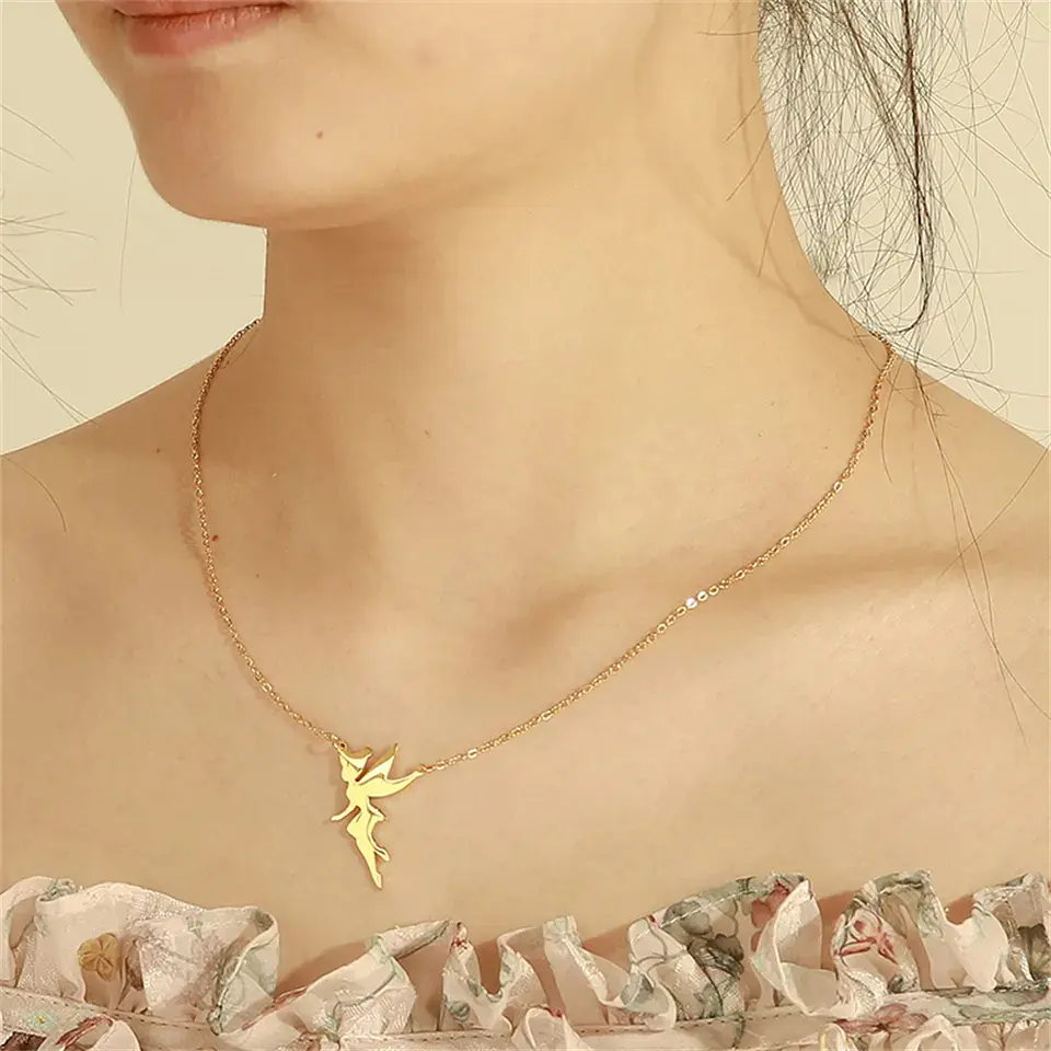 Colgante Collar Hada Acero Dorado 5