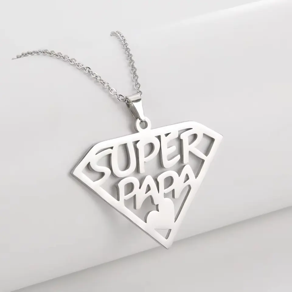 Collar Super Papa Acero Plateado 3