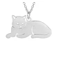 Collar Gato Acostado Gatito Acero Plateado - Miniatura 5