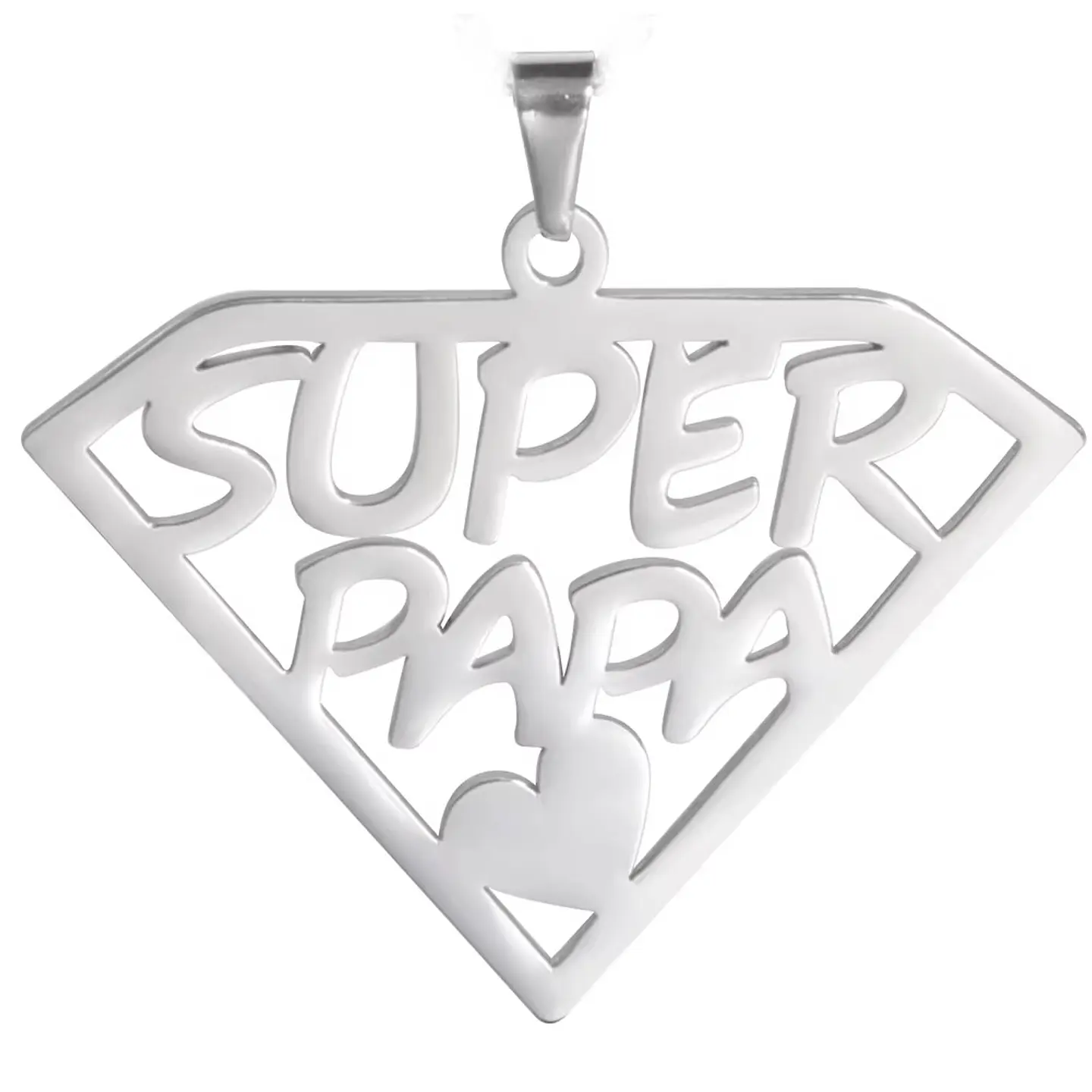 Collar Super Papa Acero Plateado 4