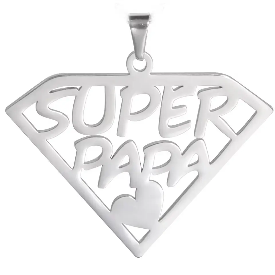 Collar Super Papa Acero Plateado 4
