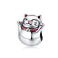 Charm Dije Plata 925 Gato Maneki Neko - Miniatura 1