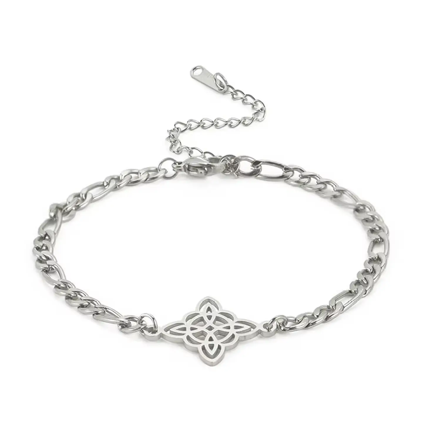 Pulsera Nudo de Bruja Celta Fígaro Plateada Acero 1