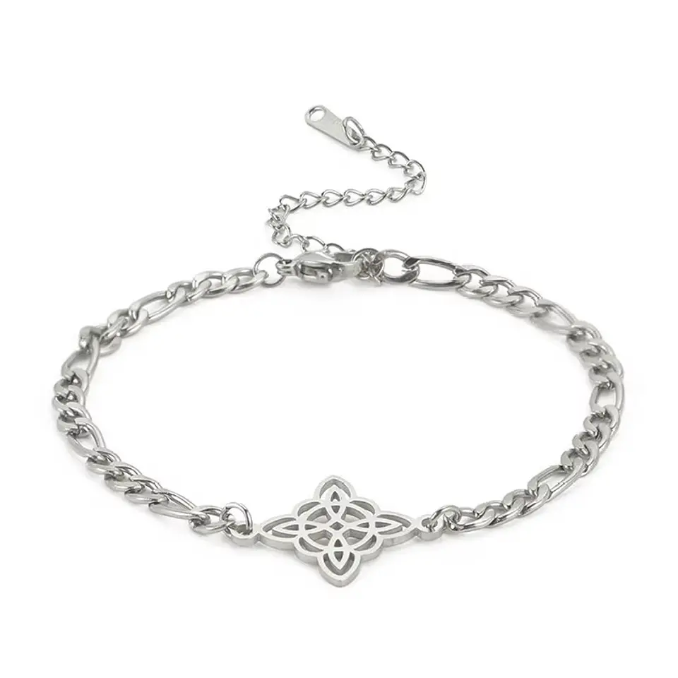 Pulsera Nudo de Bruja Celta Fígaro Plateada Acero 1